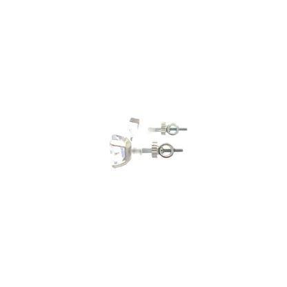 Screw Back CZ Round Earrings - 8MM