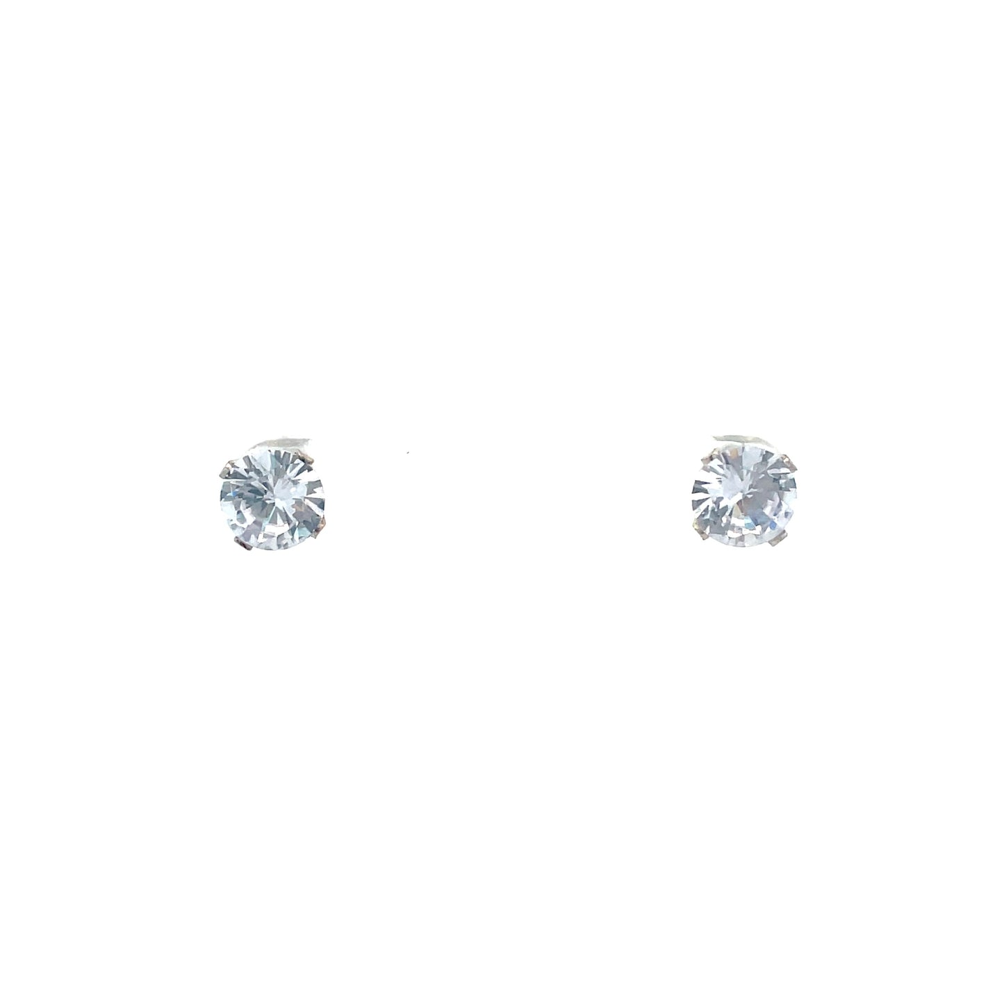 The One Screw Back CZ Round Earrings - 8MM