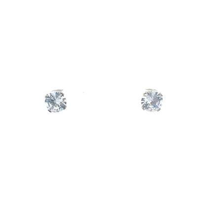 Screw Back CZ Round Earrings - 8MM