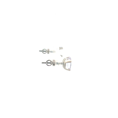 Screw Back CZ Round Earrings - 8MM