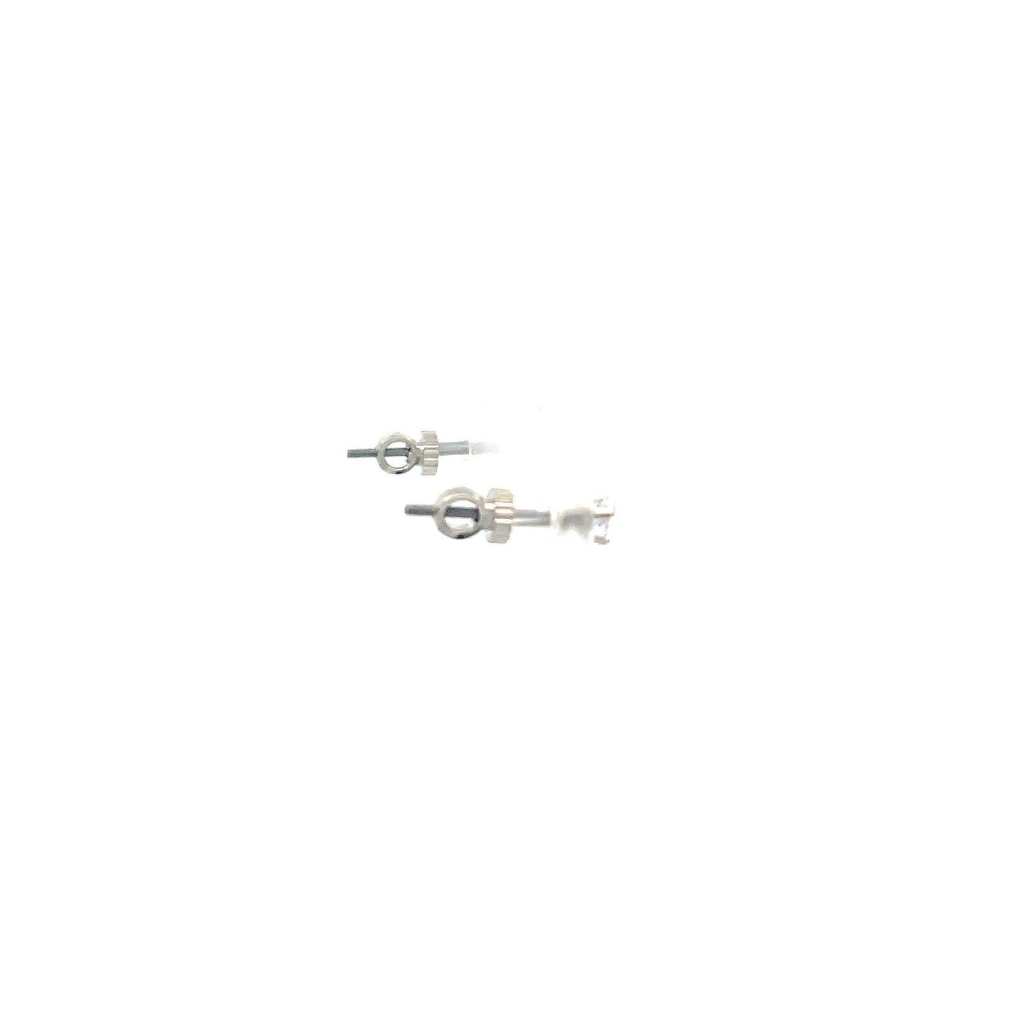 The One Screw Back CZ Square Earrings - 3MM