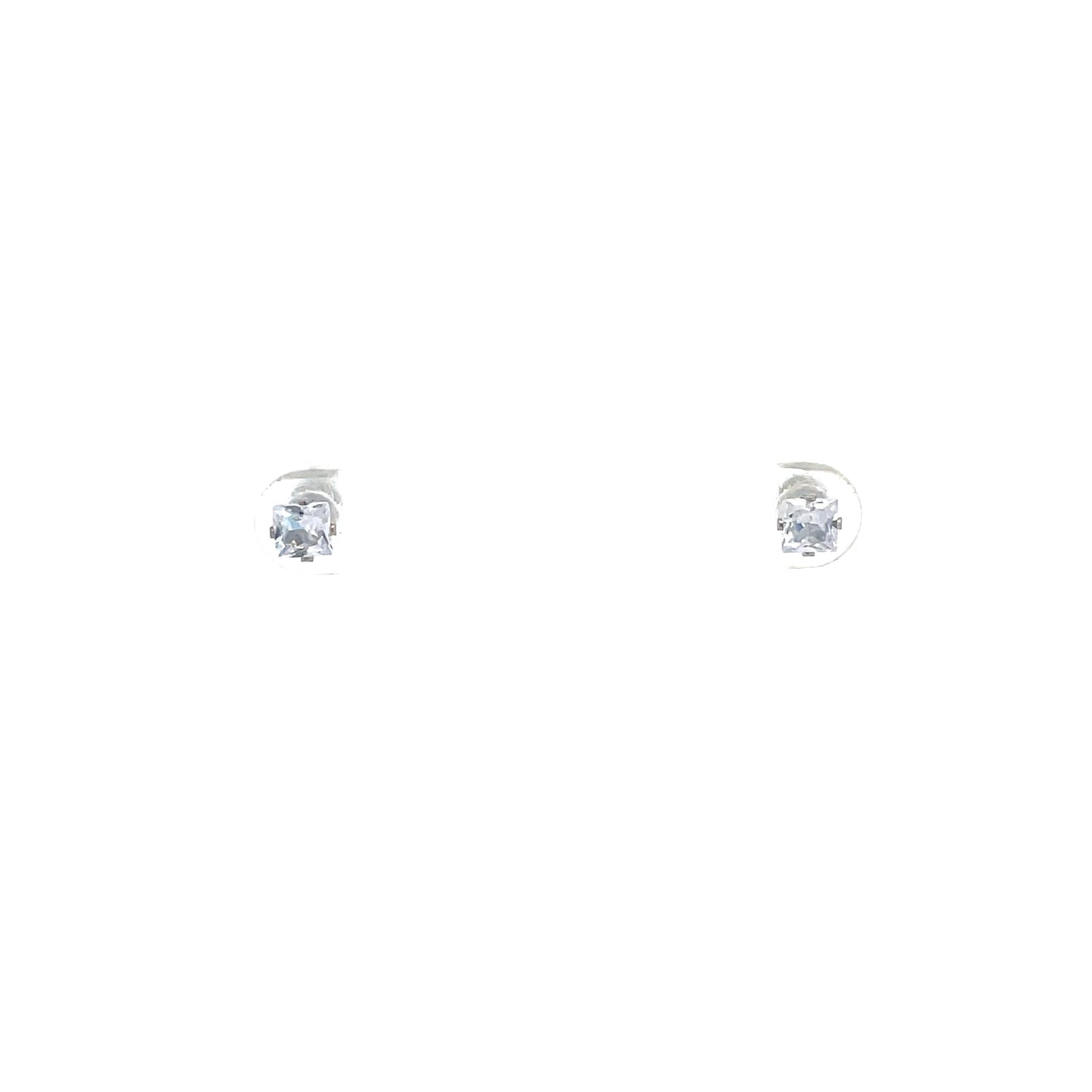 The One Screw Back CZ Square Earrings - 4MM