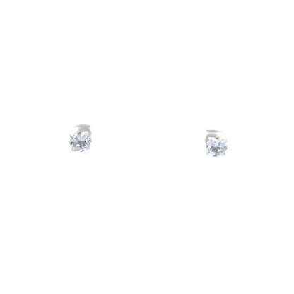 Screw Back CZ Square Earrings - 5MM