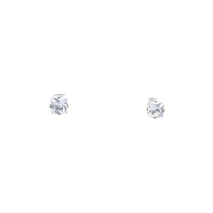 Screw Back CZ Square Earrings - 6MM