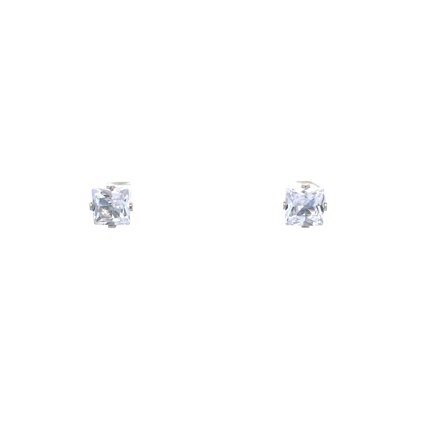 The One Screw Back CZ Square Earrings - 7MM