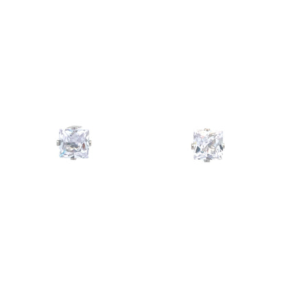 Screw Back CZ Square Earrings - 8MM