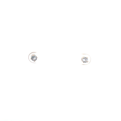 Screw Back CZ Round Earrings - 4MM