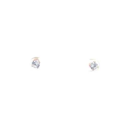 Screw Back CZ Round Earrings - 5MM