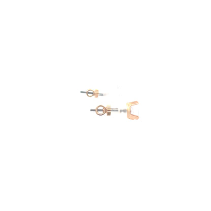 Screw Back CZ Round Earrings - 7MM
