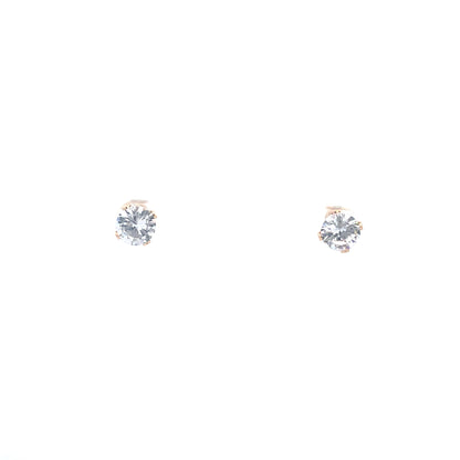 Screw Back CZ Round Earrings - 7MM