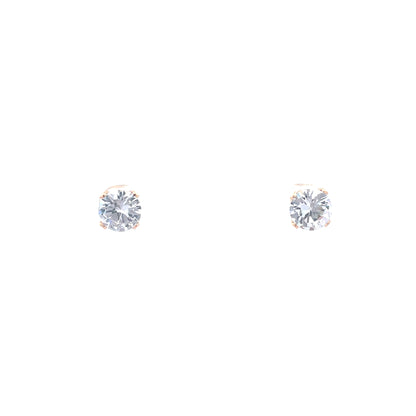 Screw Back CZ Round Earrings - 8MM