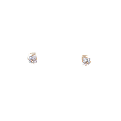 Screw Back CZ Square Earrings - 5MM