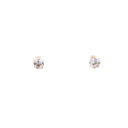 Screw Back CZ Square Earrings - 6MM
