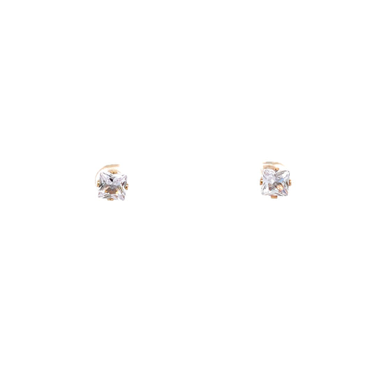 The One Screw Back CZ Square Earrings - 6MM