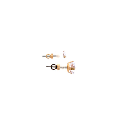Screw Back CZ Square Earrings - 7MM