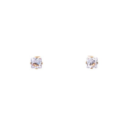Screw Back CZ Square Earrings - 7MM