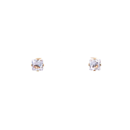 The One Screw Back CZ Square Earrings - 7MM