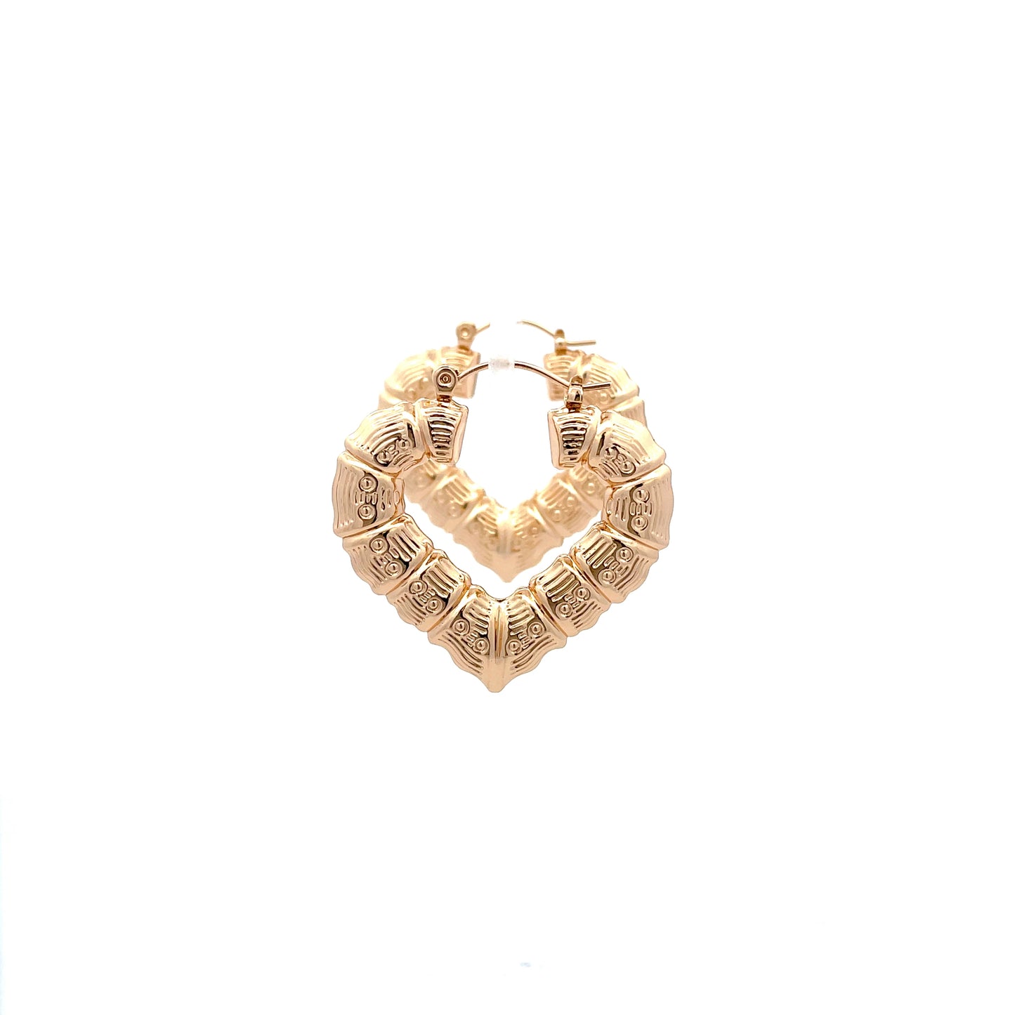 Bamboo Heart Gold Earrings - 01