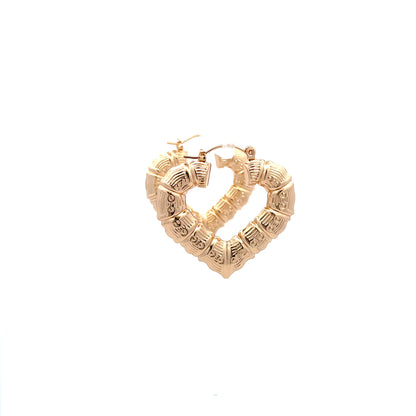 Bamboo Heart Gold Earrings - 01