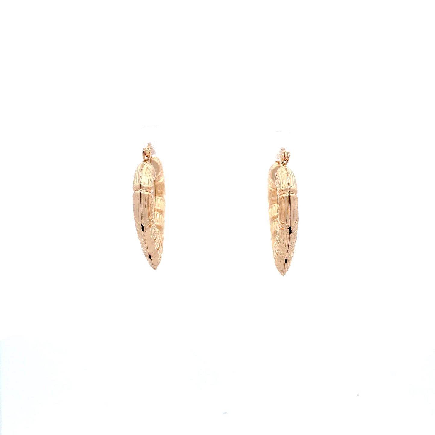 Bamboo Heart Gold Earrings - 01