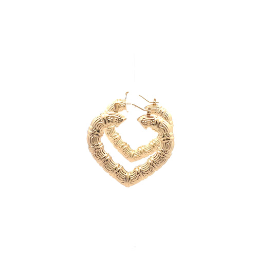 Bamboo Heart Gold Earrings - 02