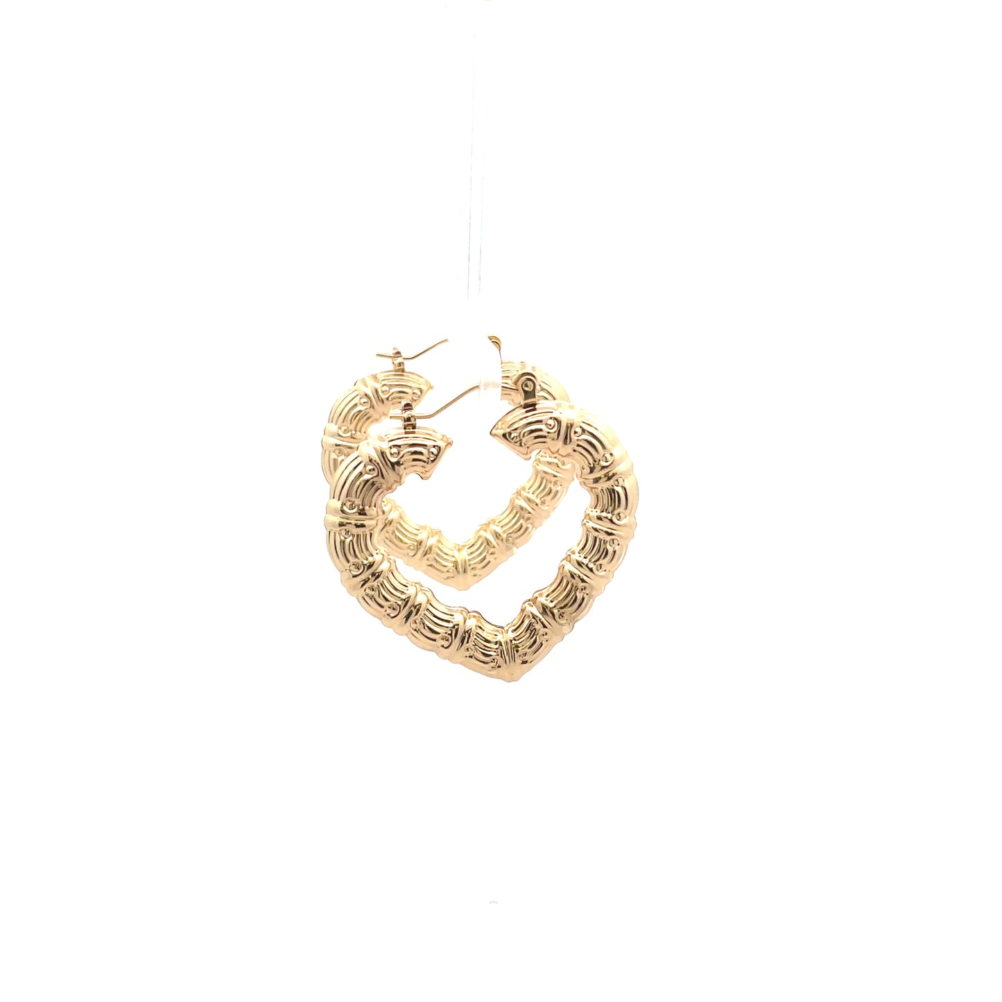 Bamboo Heart Gold Earrings - 02