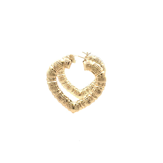 Bamboo Heart Gold Earrings - 03