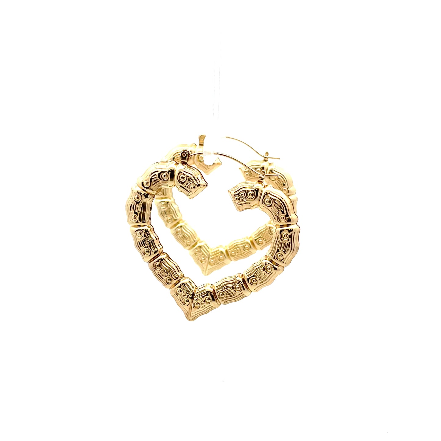 Bamboo Heart Gold Earrings - 04