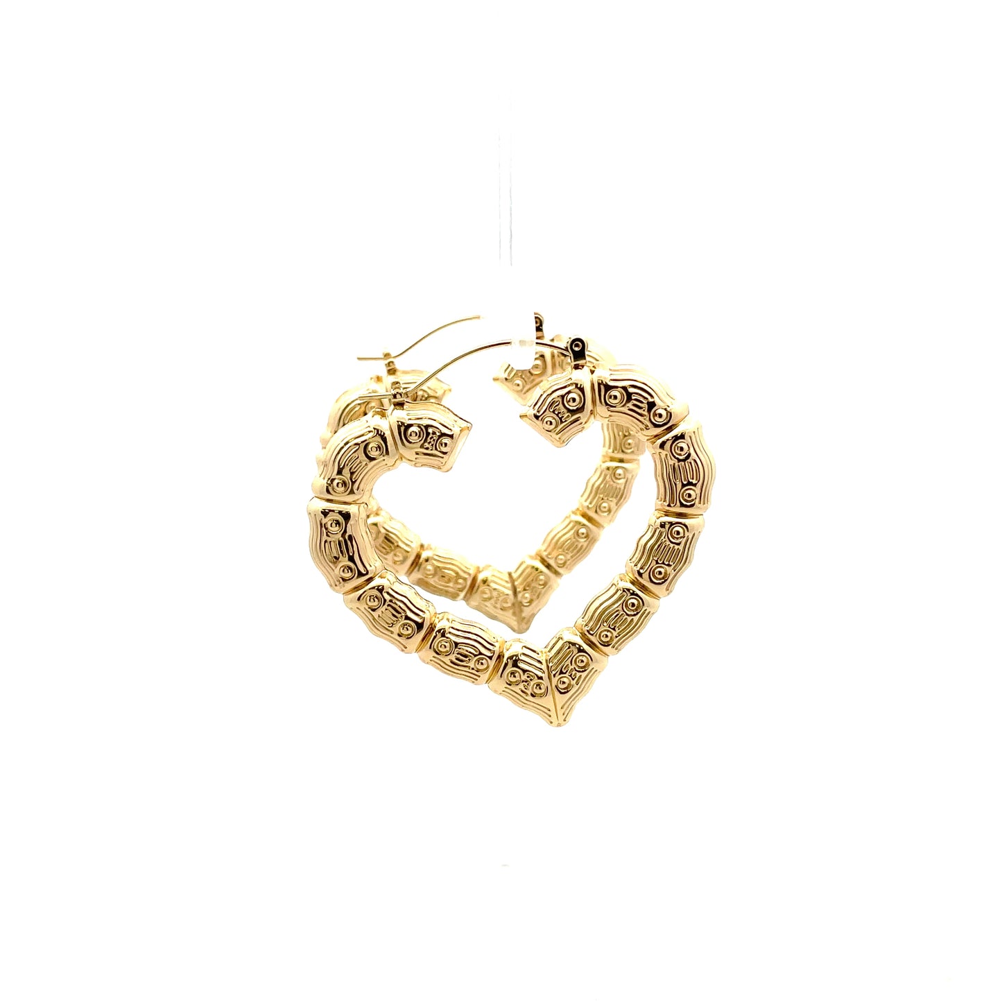 Bamboo Heart Gold Earrings - 04