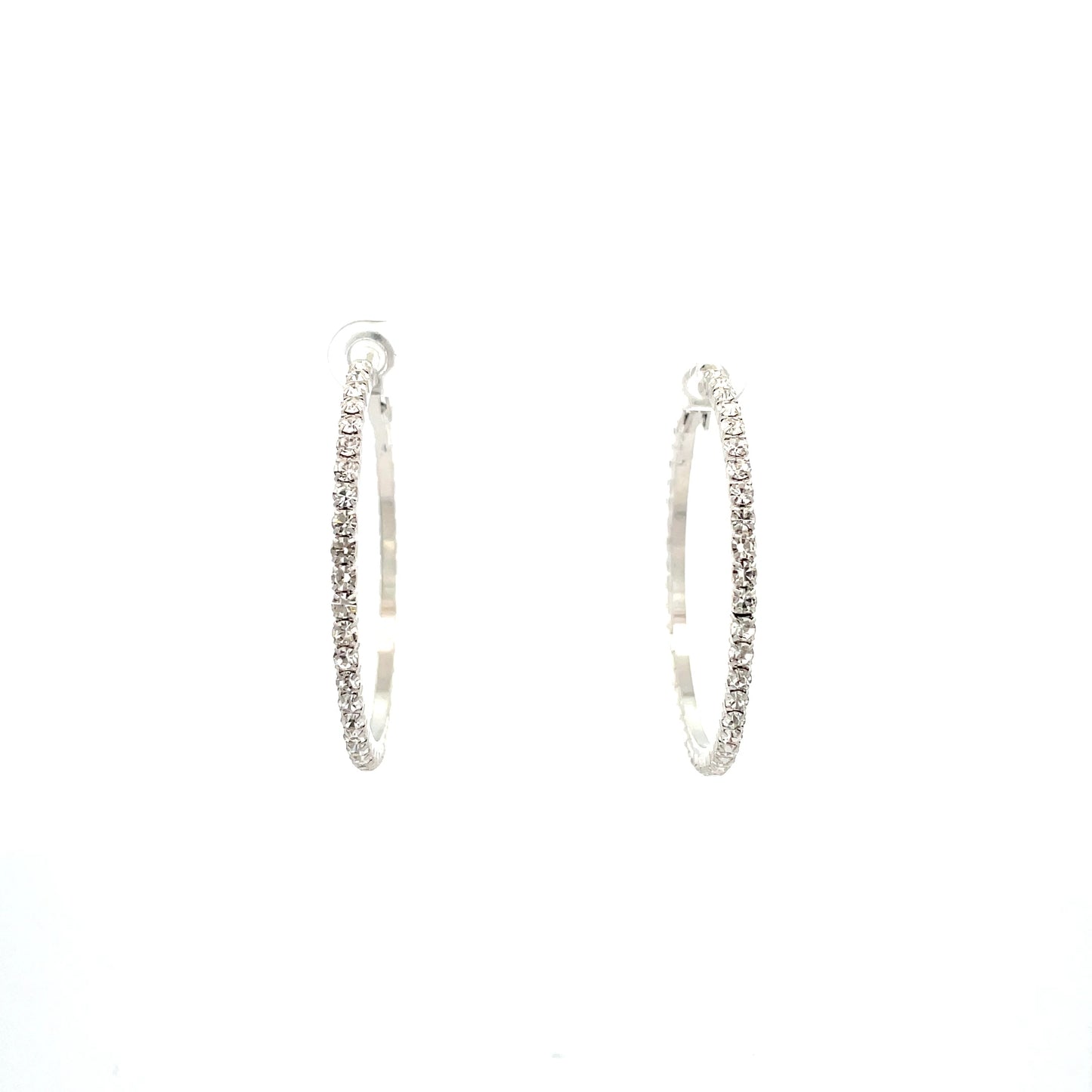 Bling Bling Rhinestone Hoop Earrings 40mm #1-4