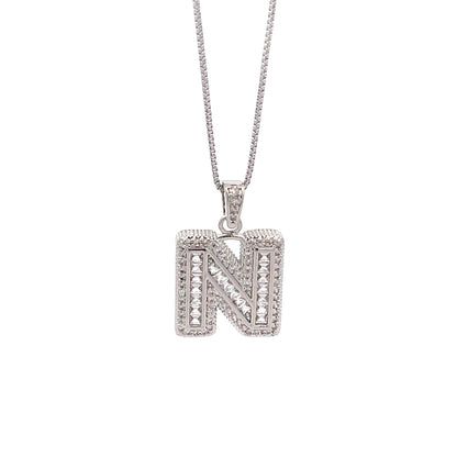 Fancy Diamond Necklace - Letter N