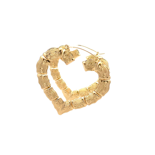 Bamboo Heart Gold Earrings - 05