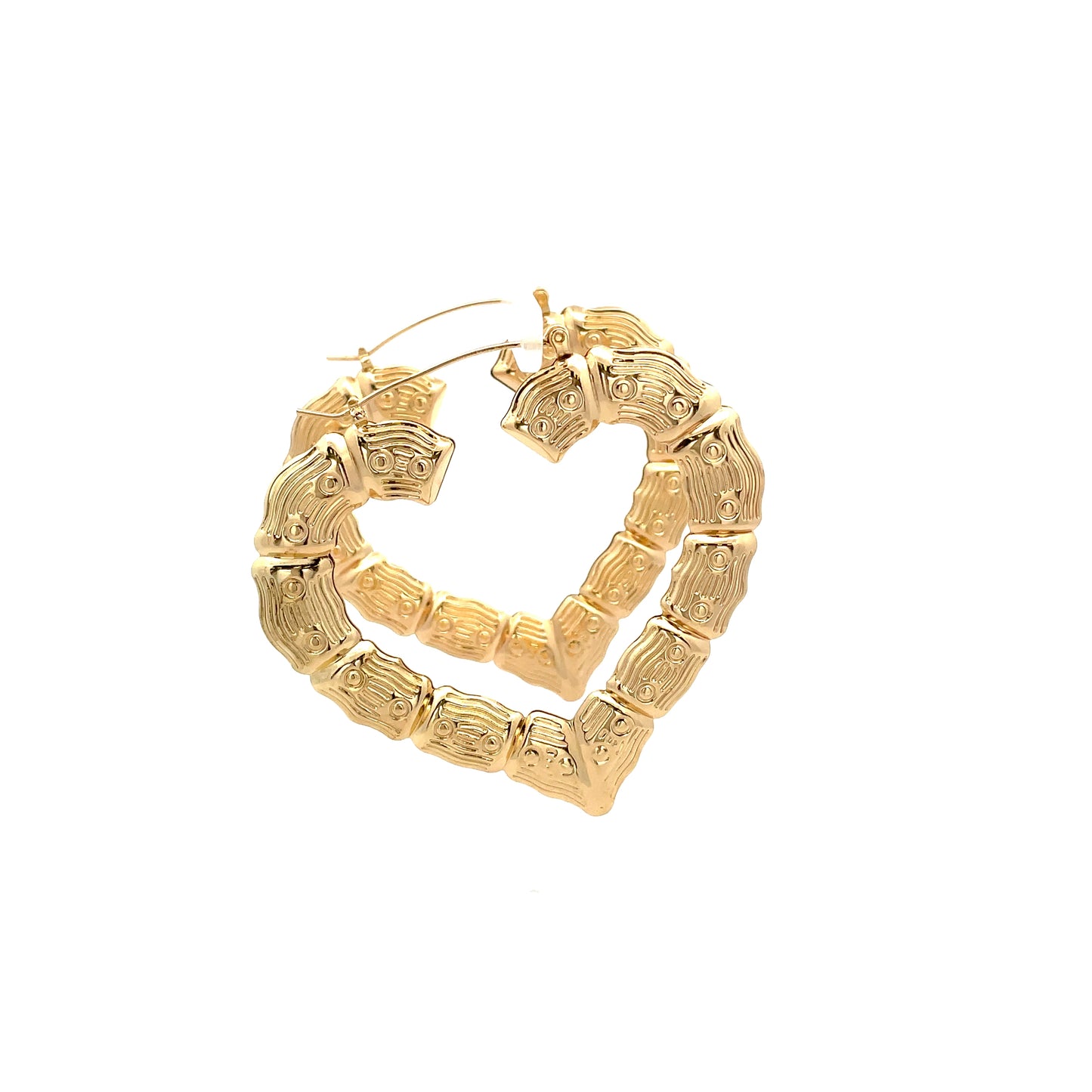 Bamboo Heart Gold Earrings - 05