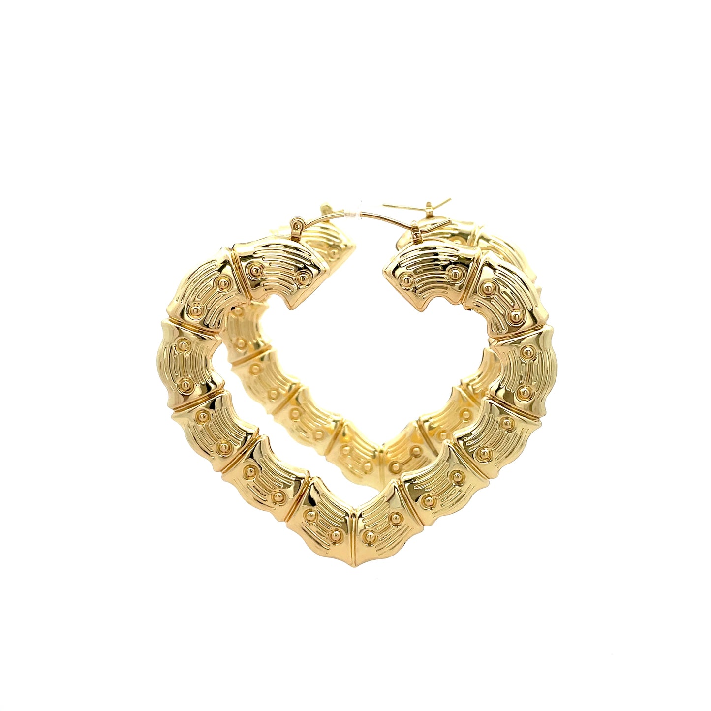 Bamboo Heart Gold Earrings - 06