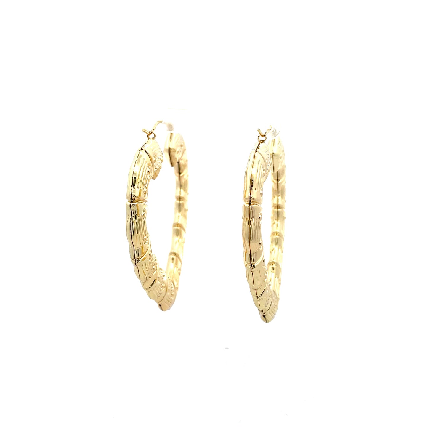 Bamboo Heart Gold Earrings - 06