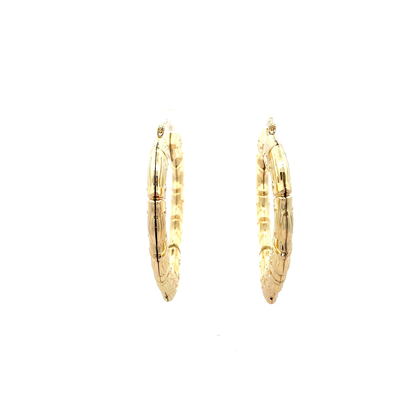 Bamboo Heart Gold Earrings - 06