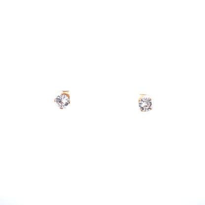 Floor Cubic Zirconia Earrings Round - 6mm