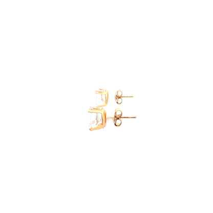 Floor Cubic Zirconia Earrings Round - 9mm