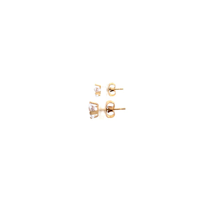 Floor Cubic Zirconia Earrings Square - 6mm