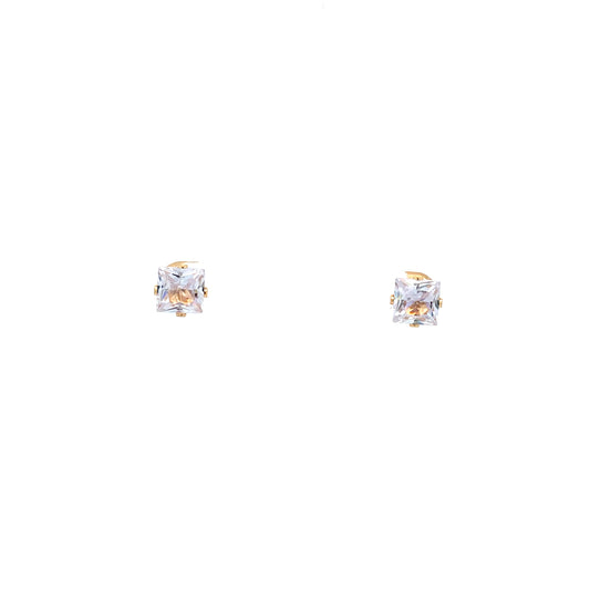 Floor Cubic Zirconia Earrings Square - 7mm