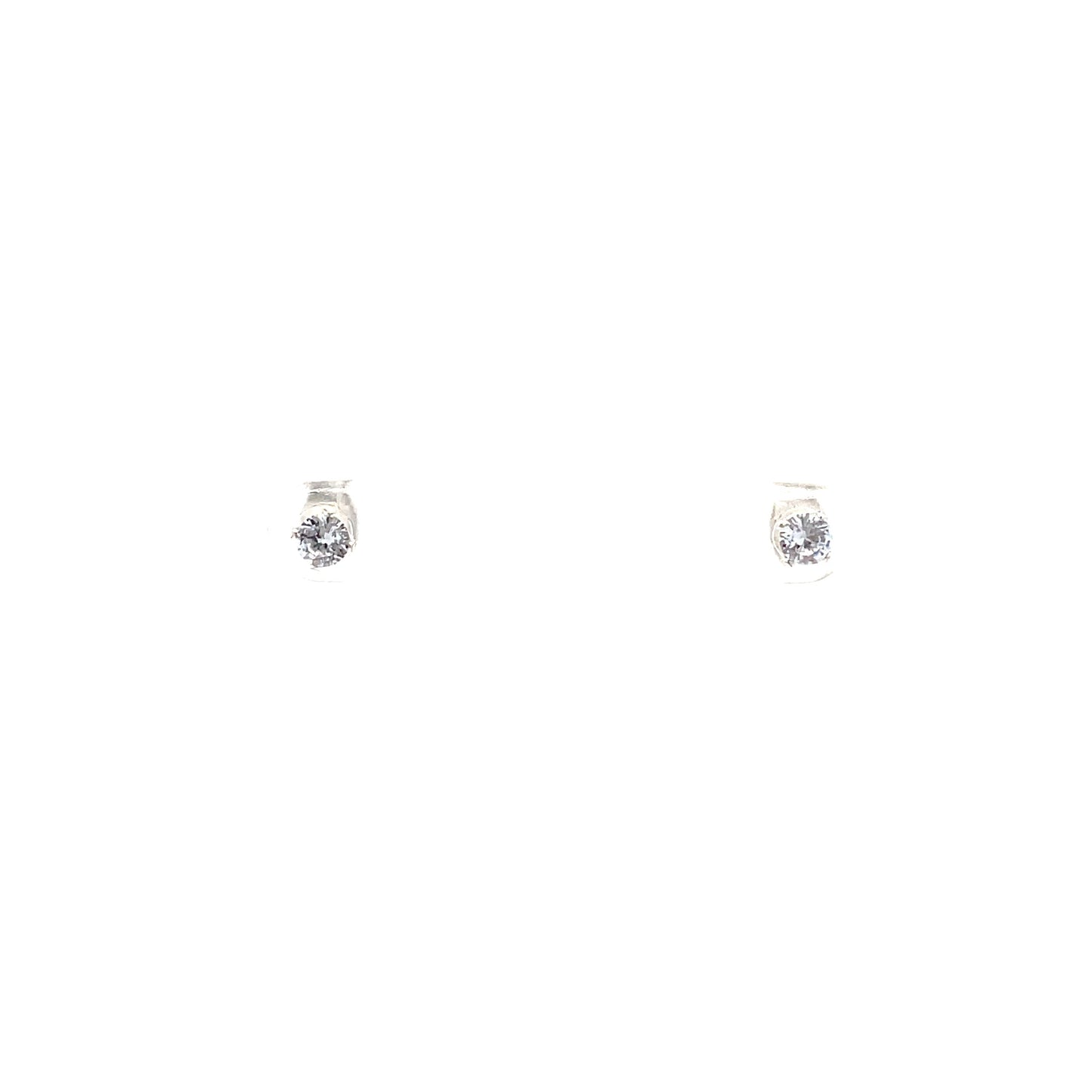 Floor Cubic Zirconia Earrings Round - 4mm