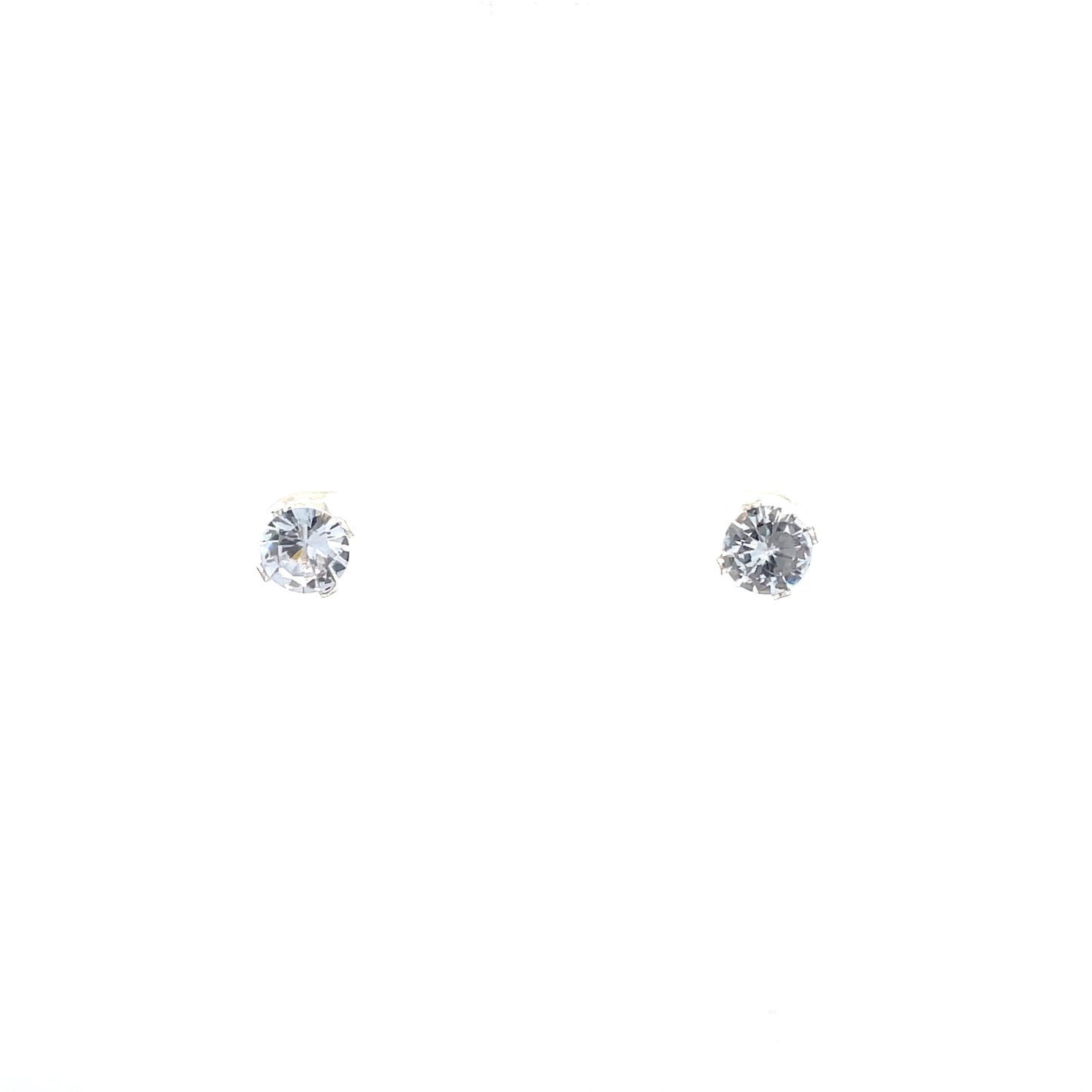 Floor Cubic Zirconia Earrings Round - 7mm