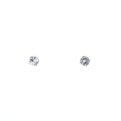 Floor Cubic Zirconia Earrings Round - 7mm