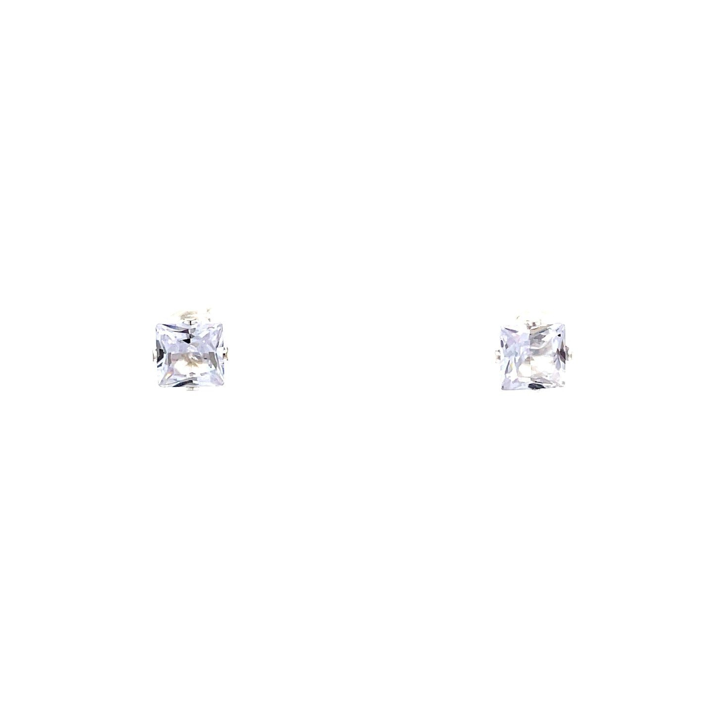 Floor Cubic Zirconia Earrings Square - 7mm