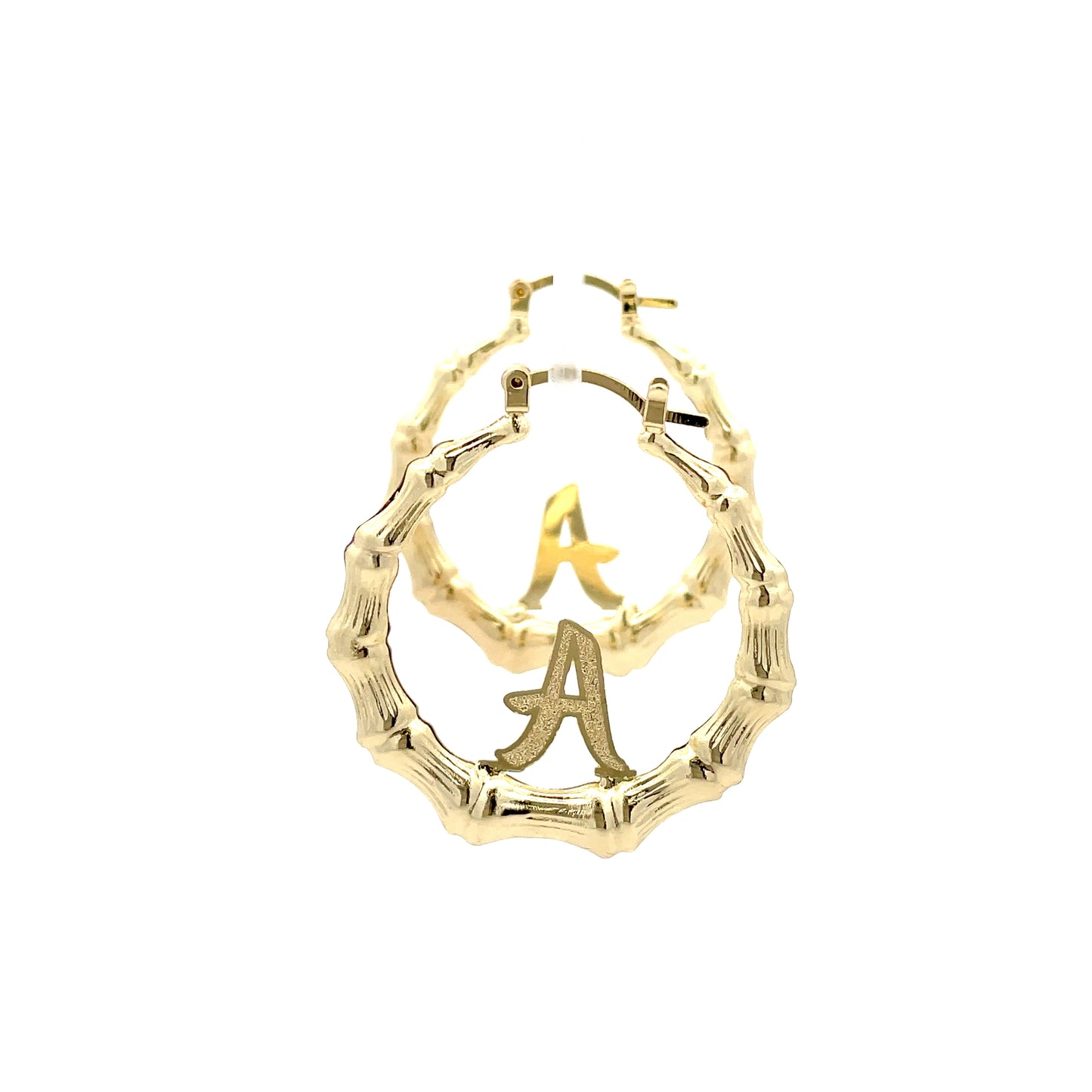 Small Bamboo Initial Earrings "A"