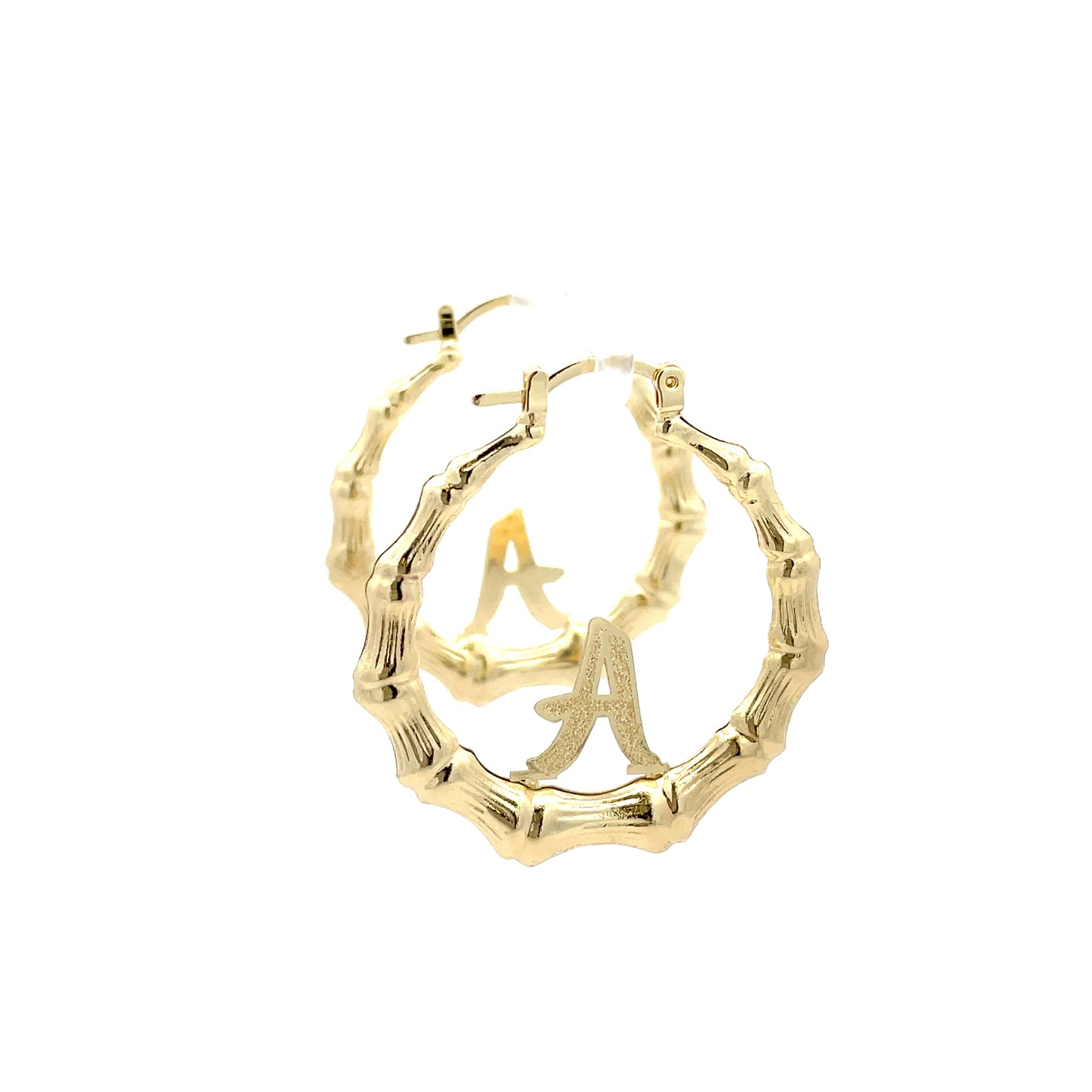 Small Bamboo Initial Earrings "A"