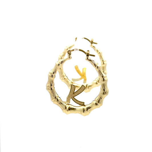 Small Bamboo Initial Earrings "K"