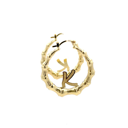 Small Bamboo Initial Earrings "K"