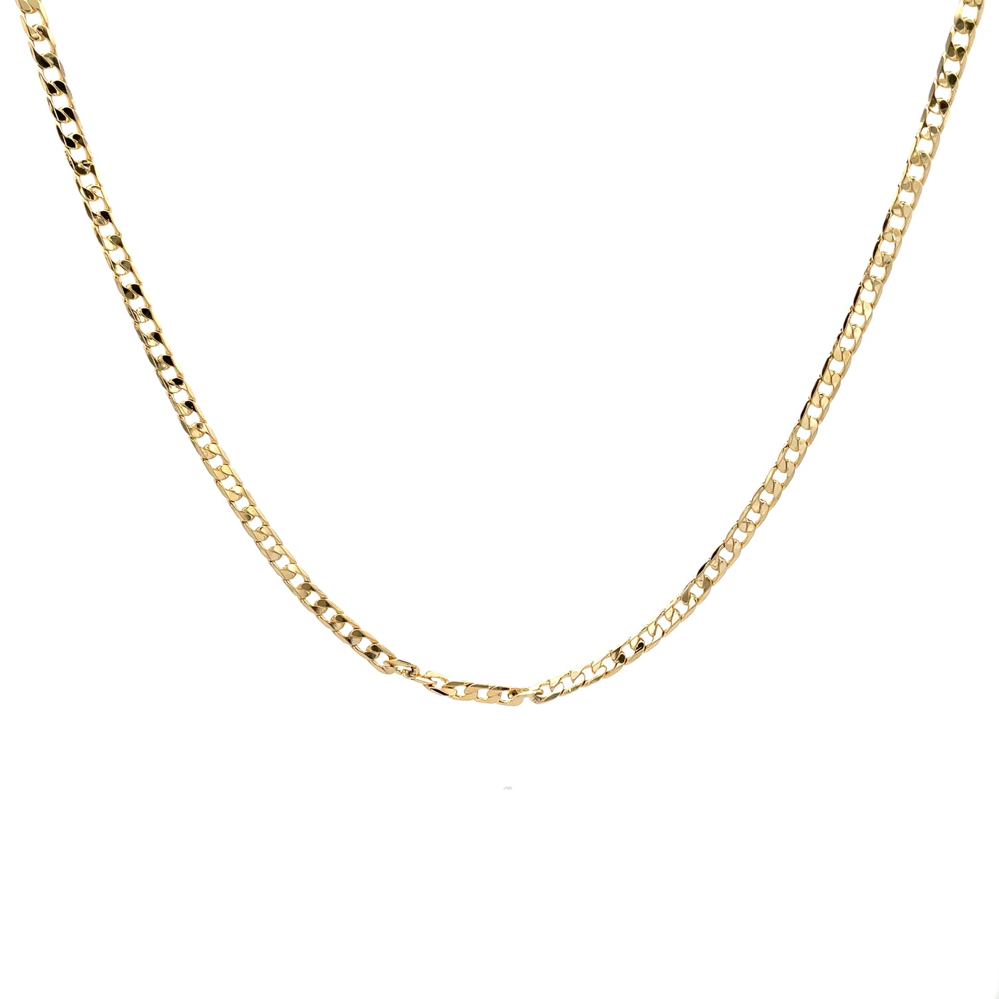 14K Chain Necklace #1 - FLAT CUBAN 24inch 4mm