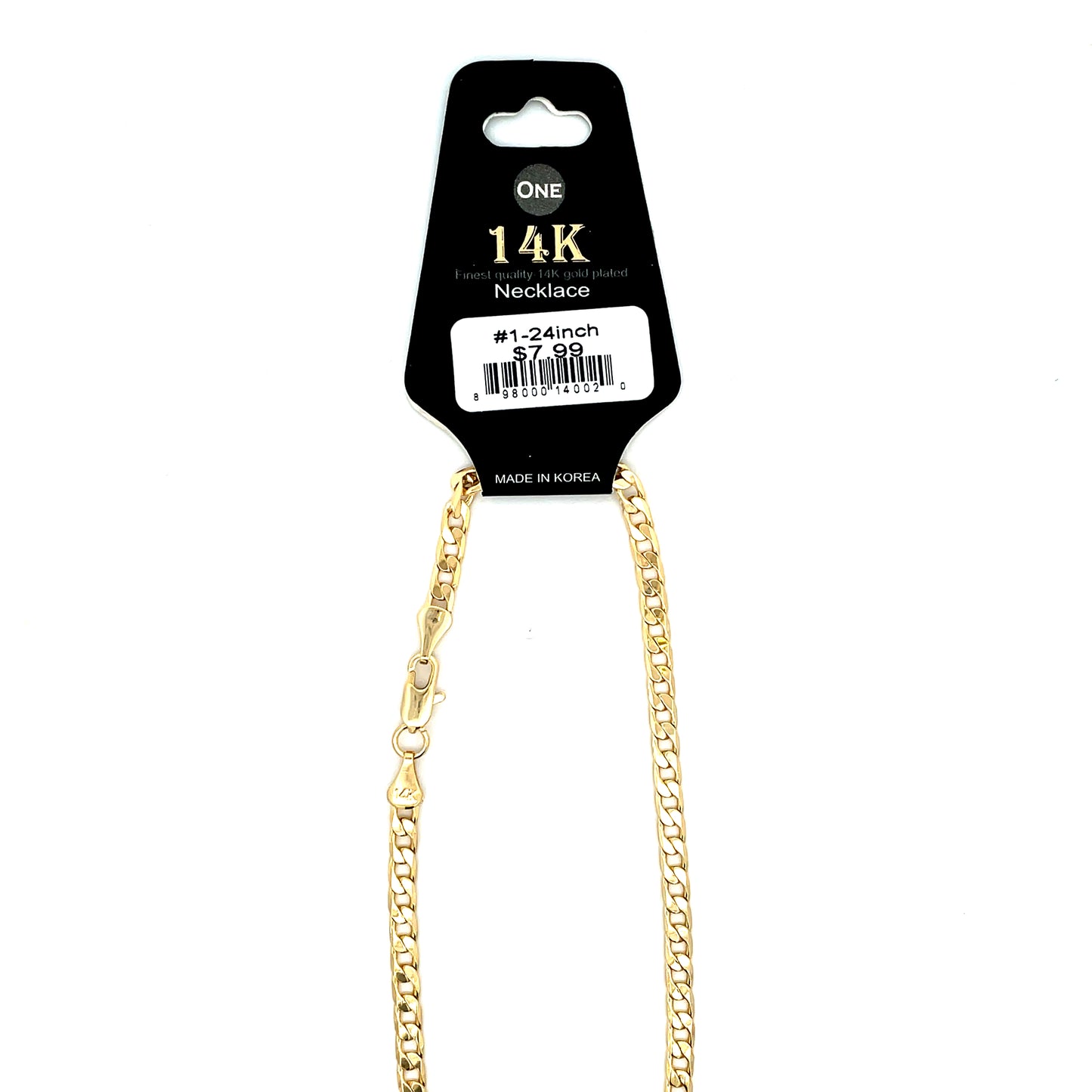 14K Chain Necklace #1 - FLAT CUBAN 24inch 4mm